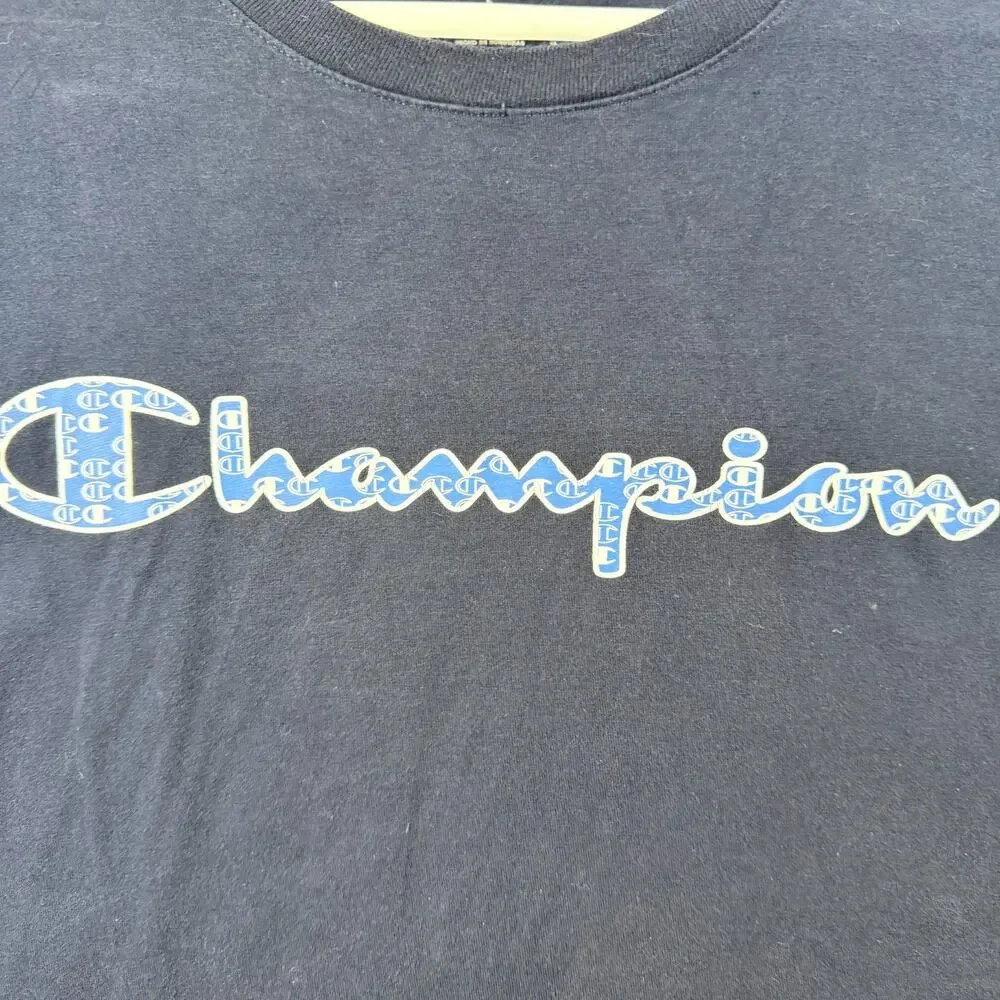 Champion Authentic Athleticwear Logo Graphic T Shirt Navy Blue Mens Size Large - Picture 6 of 6